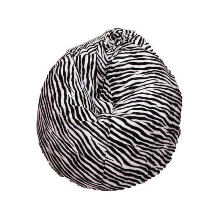Pouf Abelia, Poltrona multiuso, Poltroncina sacco, Pouf poggiapiedi, Made in Italy, 80x80 h120 cm, Nero e Bianco, Fantasia zebrata