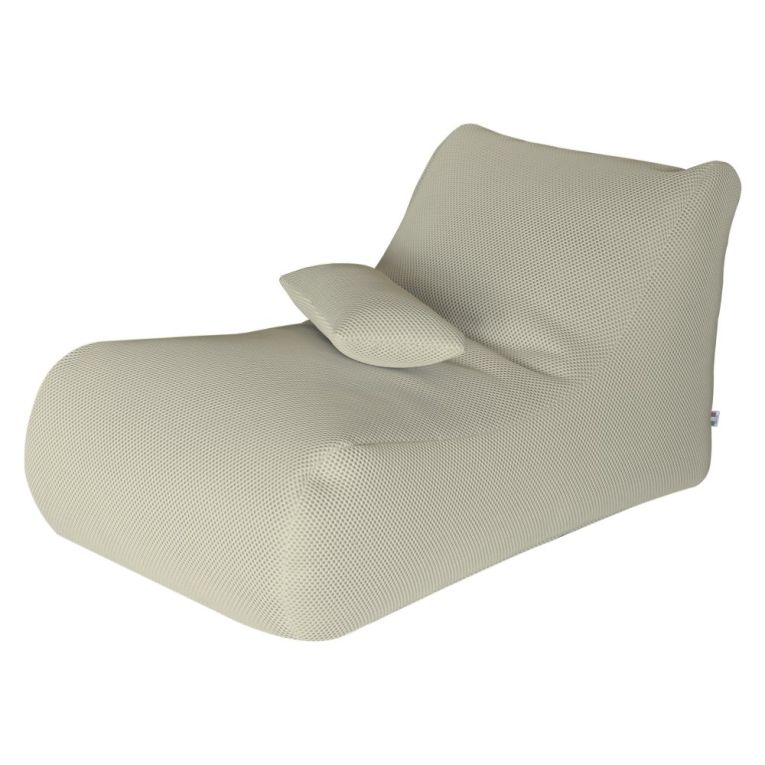 Pouf Abuli, Poltrona multiuso, Poltroncina sacco, Pouf poggiapiedi, Made in Italy, 70x120 h65 cm, Beige