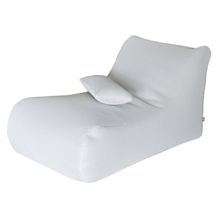 Pouf Abuli, Poltrona multiuso, Poltroncina sacco, Pouf poggiapiedi, Made in Italy, 70x120 h65 cm, Bianco