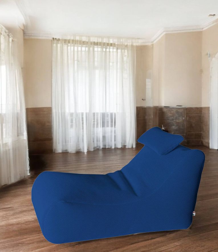 Pouf Abuli, Poltrona multiuso, Poltroncina sacco, Pouf poggiapiedi, Made in Italy, 70x120 h65 cm, Blu