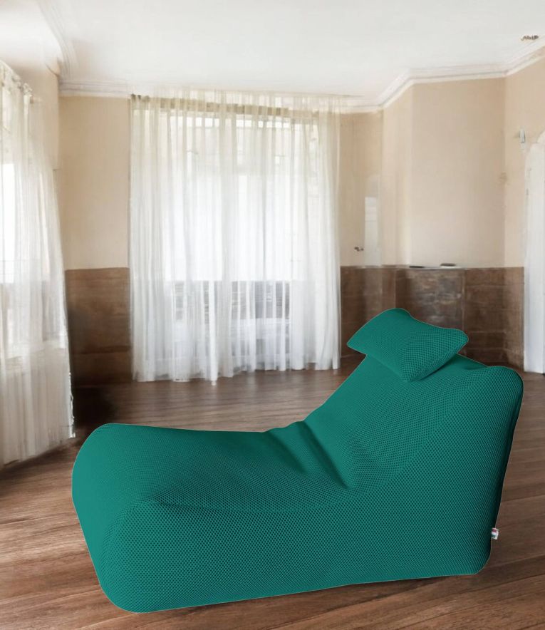 Pouf Abuli, Poltrona multiuso, Poltroncina sacco, Pouf poggiapiedi, Made in Italy, 70x120 h65 cm, Verde