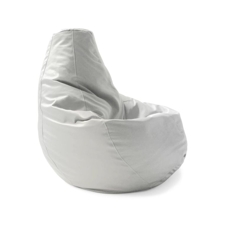 Pouf Annachiara, Pouf a sacco, 100% Made in Italy, Poltrona a sacco in ecopelle, Cm 70x70h110, Bianco