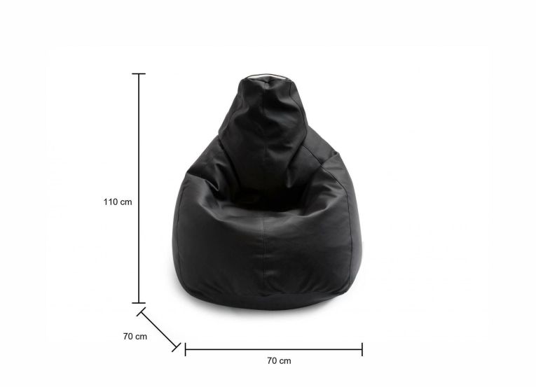 Pouf Annachiara, Pouf a sacco, 100% Made in Italy, Poltrona a sacco in ecopelle, Cm 70x70h110, Nero