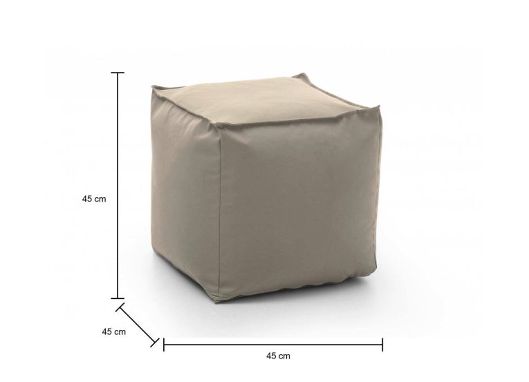 Pouf Annalaura, Pouf multifunzione, 100% Made in Italy, Poltroncina relax in tessuto imbottito, Cm 45x45h45, Beige