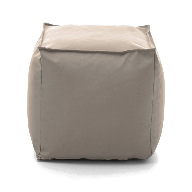 Pouf Annalaura, Pouf multifunzione, 100% Made in Italy, Poltroncina relax in tessuto imbottito, Cm 45x45h45, Beige