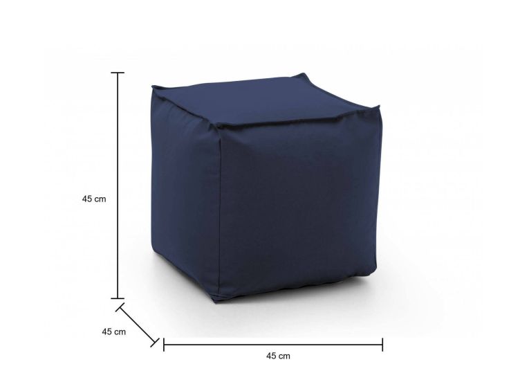Pouf Annalaura, Pouf multifunzione, 100% Made in Italy, Poltroncina relax in tessuto imbottito, Cm 45x45h45, Blu