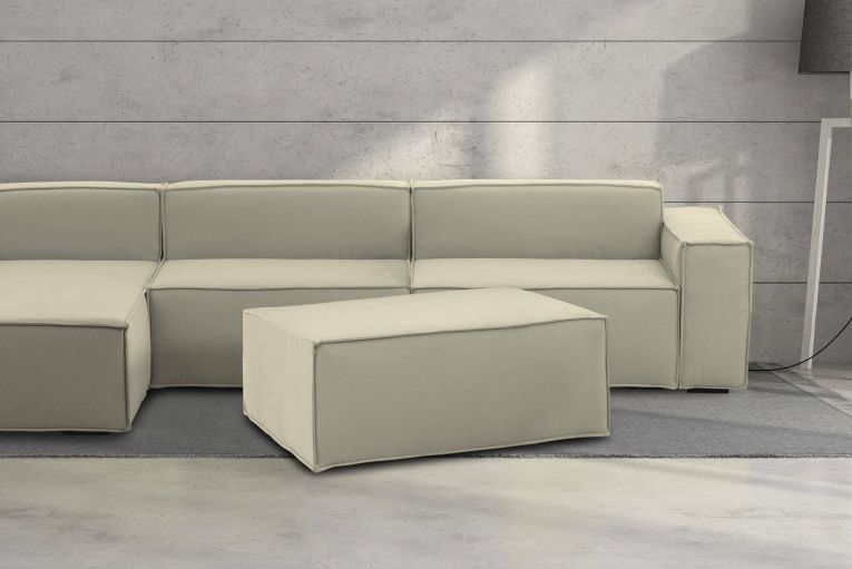 Pouf Antonella, Pouf da salotto, 100% Made in Italy, Poltroncina relax in tessuto imbottito, Cm 100x70h43, Beige