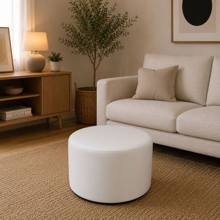 Pouf cilindrico bianco 79x79x42h cm - Anacapri