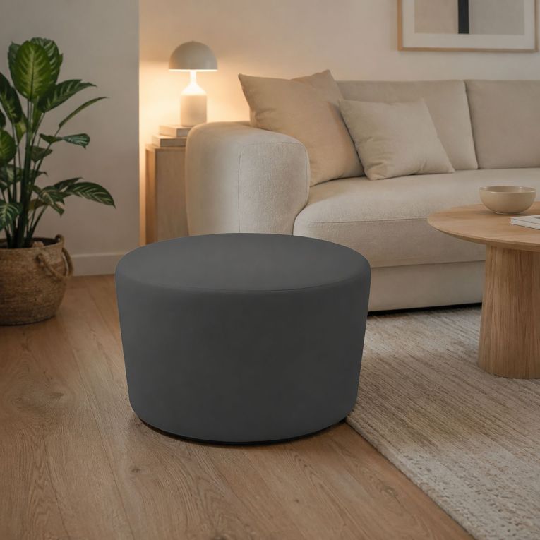 Pouf cilindrico grigio scuro 79x79x42h cm - Anacapri