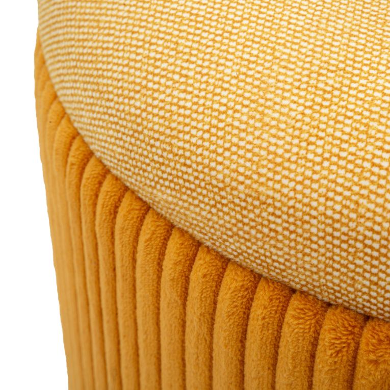Pouf Contenitore Arancione Beige set da 2 Forma Rotondo 38x38x38h cm, Colore Struttura Beige - Fianar