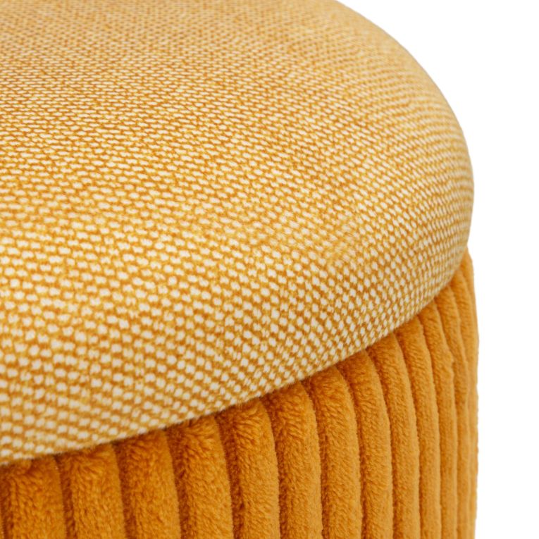 Pouf Contenitore Arancione Beige set da 2 Forma Rotondo 38x38x38h cm, Colore Struttura Beige - Fianar