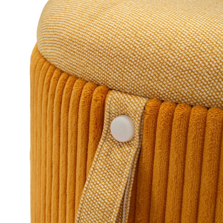 Pouf Contenitore Arancione Beige set da 2 Forma Rotondo 38x38x38h cm, Colore Struttura Beige - Fianar