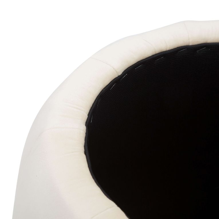Pouf Contenitore Bianco Crema oro Forma Rotondo Colore Struttura oro 43x43x43h cm, Materiale Struttura in Tessuto - Trevel