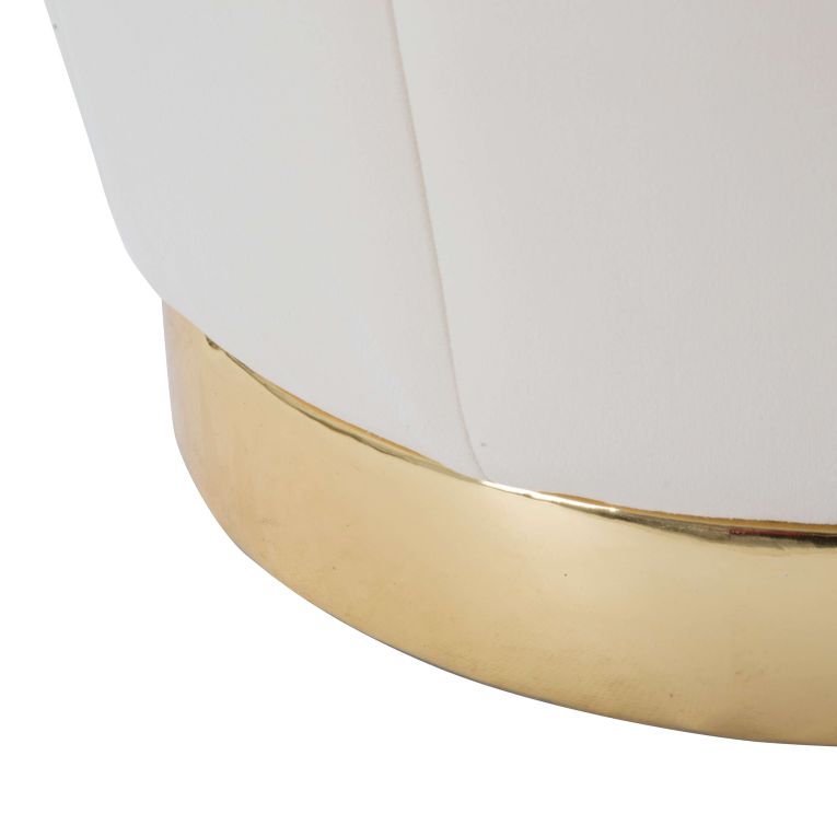 Pouf Contenitore Bianco Crema oro Forma Rotondo Colore Struttura oro 43x43x43h cm, Materiale Struttura in Tessuto - Trevel