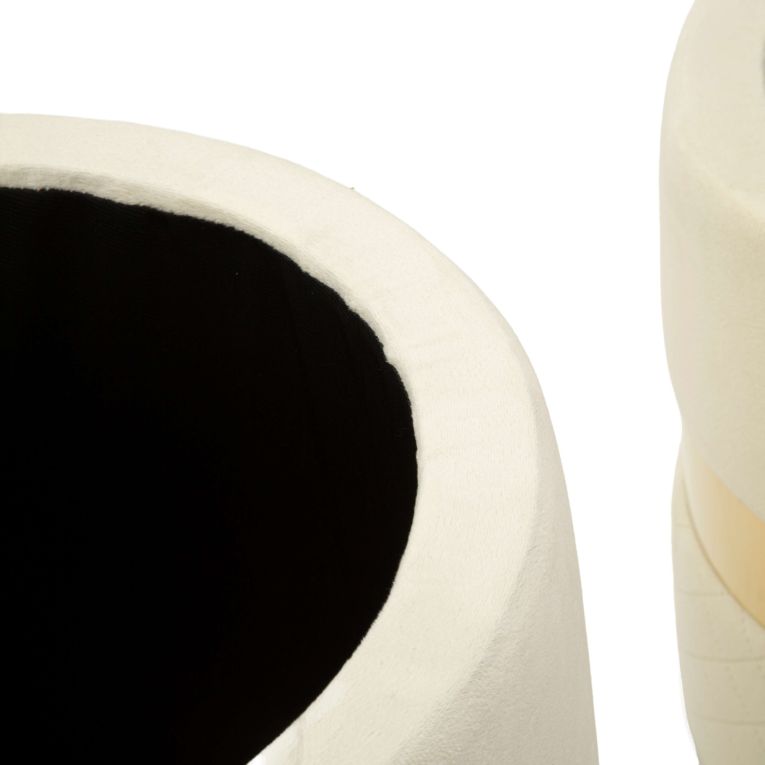 Pouf Contenitore Bianco Crema oro set da 2 Forma Rotondo 37x37x42h cm, Colore Struttura oro - Maun