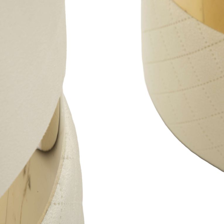 Pouf Contenitore Bianco Crema oro set da 2 Forma Rotondo 37x37x42h cm, Colore Struttura oro - Maun