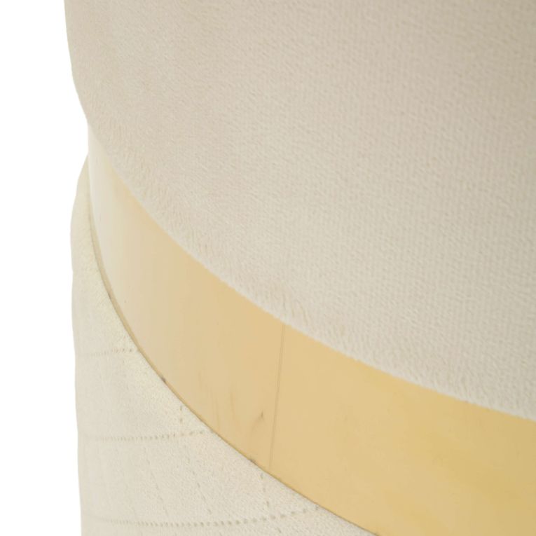 Pouf Contenitore Bianco Crema oro set da 2 Forma Rotondo 37x37x42h cm, Colore Struttura oro - Maun