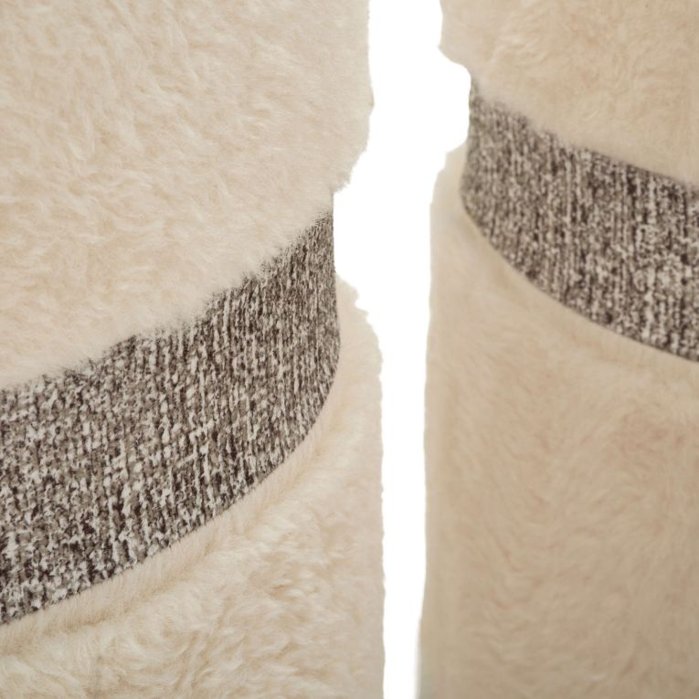 Pouf Contenitore Bianco Crema set da 2 Forma Rotondo 40x40x47h cm, Materiale Struttura in Tessuto - Luder