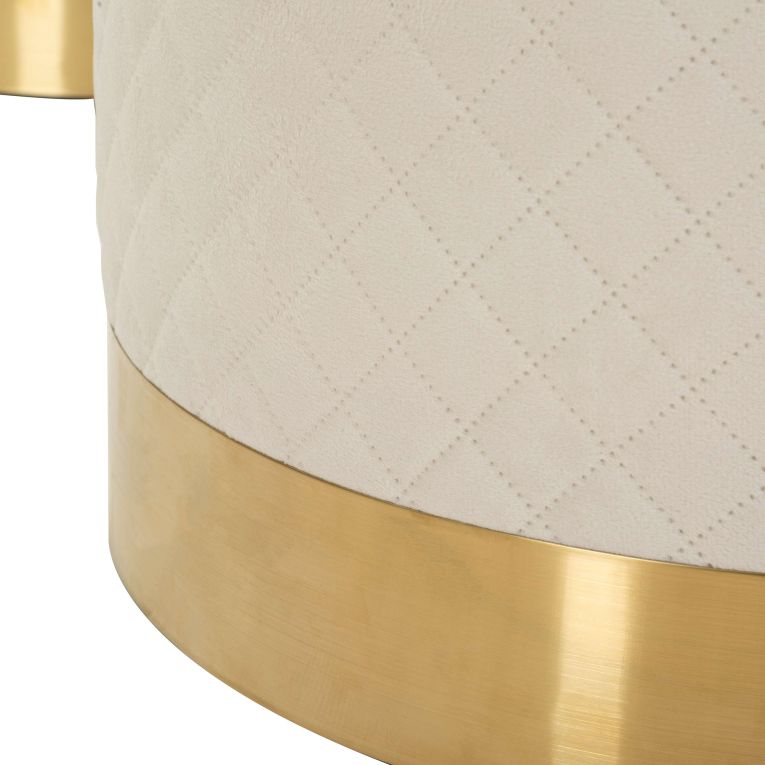 Pouf Contenitore Bianco oro Forma Rotondo Colore Struttura oro 60x60x80h cm, Materiale Struttura in Metallo - Skagen