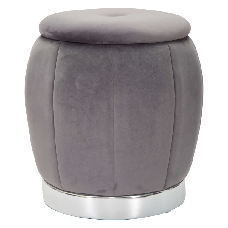 Pouf Contenitore Grigio Argento Forma Rotondo Colore Struttura Argento 43x43x43h cm, Materiale Struttura in Tessuto - Trevel