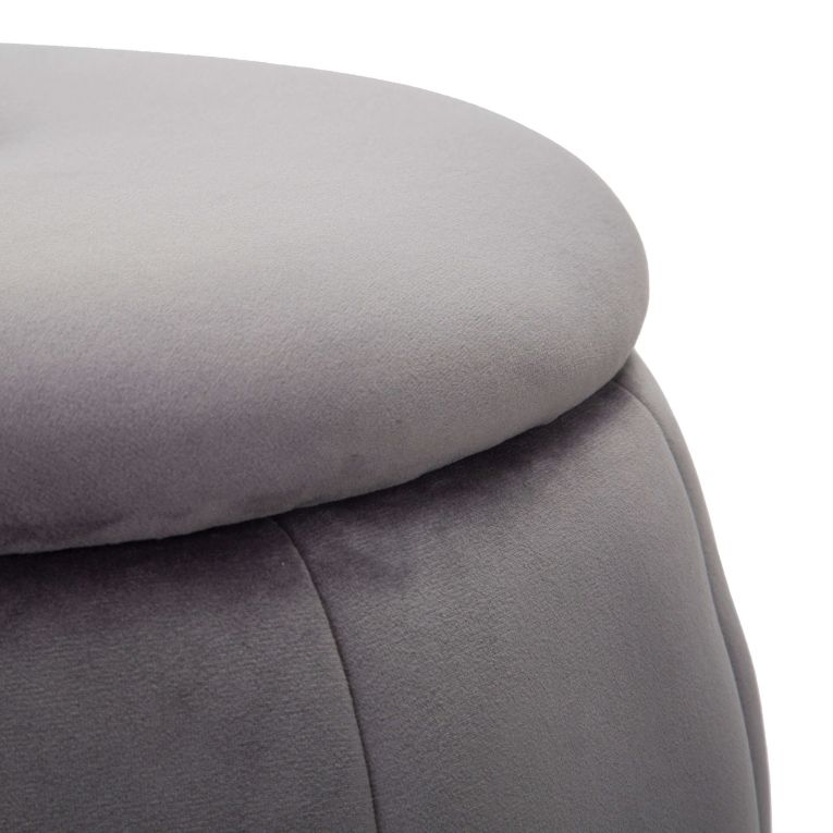 Pouf Contenitore Grigio Argento Forma Rotondo Colore Struttura Argento 43x43x43h cm, Materiale Struttura in Tessuto - Trevel