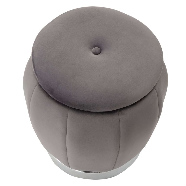Pouf Contenitore Grigio Argento Forma Rotondo Colore Struttura Argento 43x43x43h cm, Materiale Struttura in Tessuto - Trevel