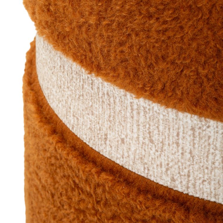 Pouf Contenitore Marrone Terracotta Beige set da 2 Forma Rotondo 40x40x47h cm, Colore Struttura Beige - Luder