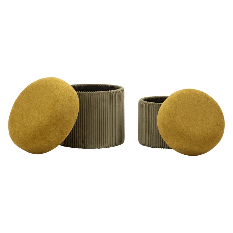 Pouf Contenitore Marrone Terracotta Marrone set da 2 Forma Rotondo 42x42x44h cm, Colore Struttura Marrone - Outjo
