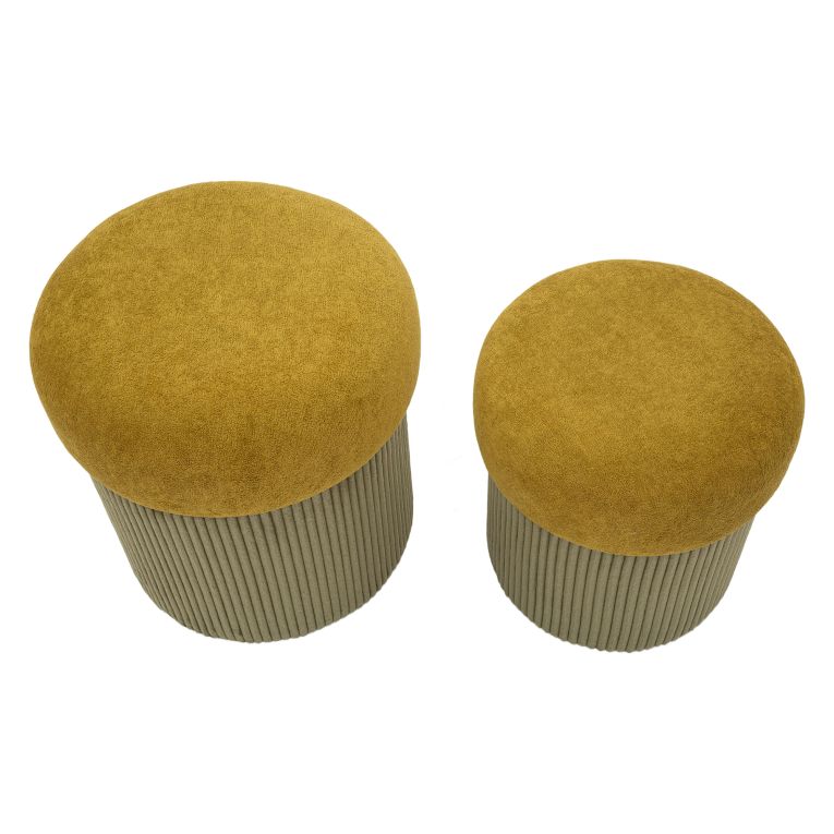 Pouf Contenitore Marrone Terracotta Marrone set da 2 Forma Rotondo 42x42x44h cm, Colore Struttura Marrone - Outjo