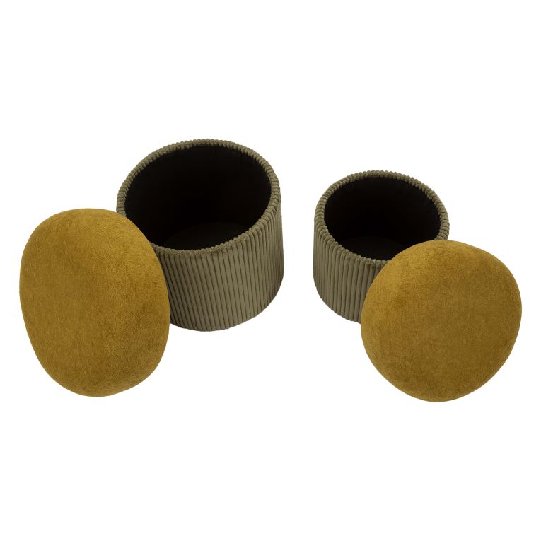 Pouf Contenitore Marrone Terracotta Marrone set da 2 Forma Rotondo 42x42x44h cm, Colore Struttura Marrone - Outjo
