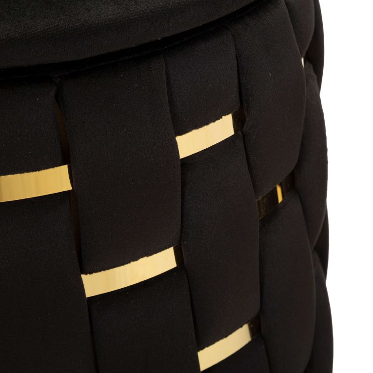 Pouf Contenitore Nero oro set da 2 Forma Rotondo 37x37x42h cm, Colore Struttura oro - Kasane