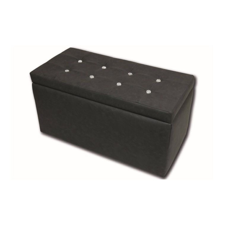 Pouf contenitore porta oggetti in ecopelle 90x45x45h cm grigio - Felicita