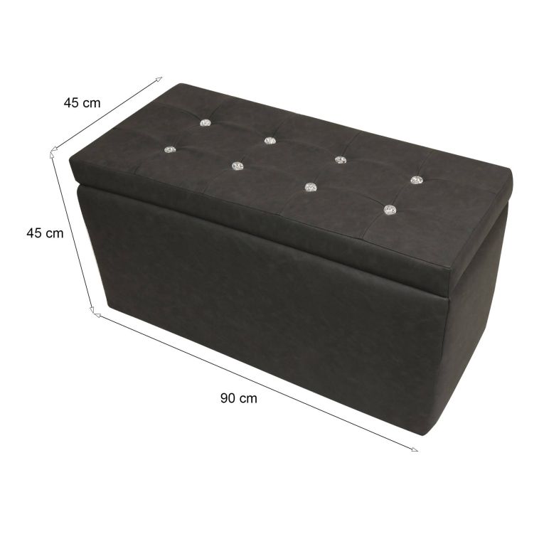 Pouf contenitore porta oggetti in ecopelle 90x45x45h cm grigio - Felicita