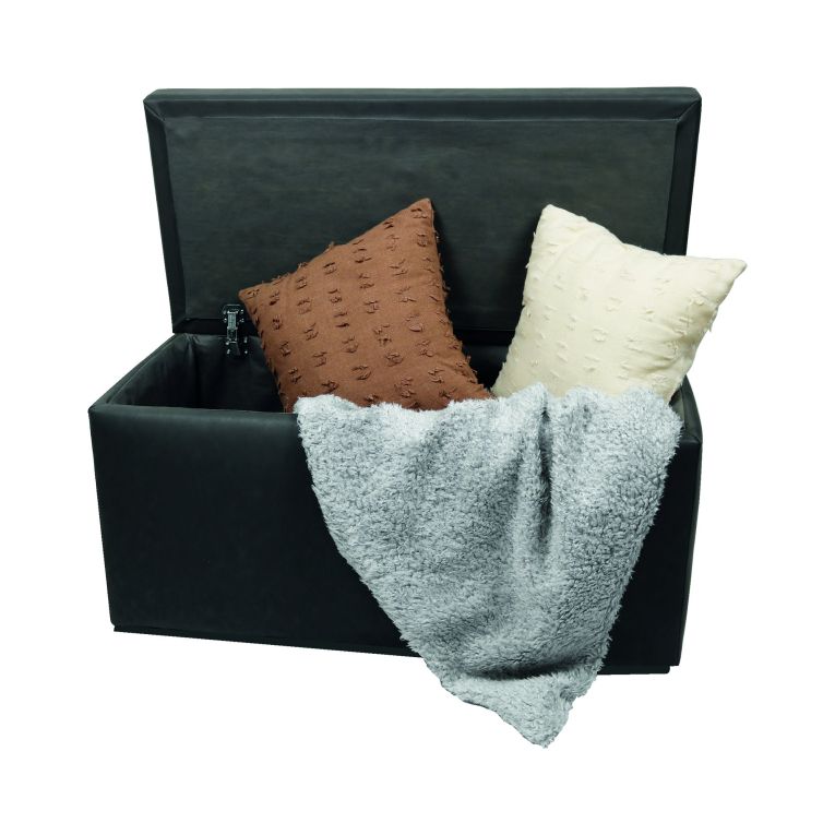 Pouf contenitore porta oggetti in ecopelle 90x45x45h cm grigio - Felicita
