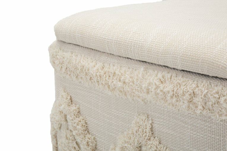 Pouf contenitore quadrato in tessuto 40x40x40h cm bianco - Jarrar