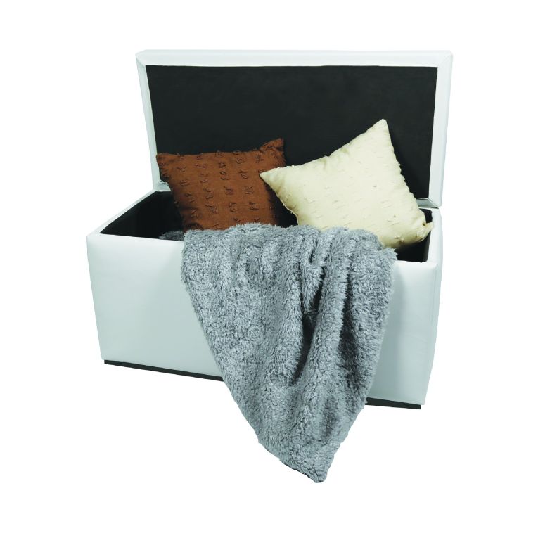 Pouf contenitore rettangolare in ecopelle 90x45x45h cm bianco - Felicita