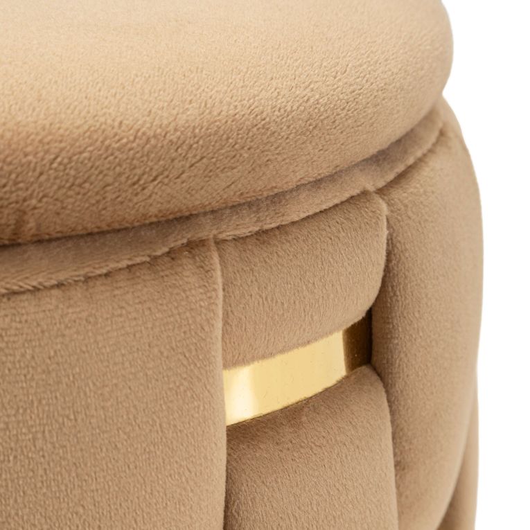 Pouf Contenitore Rosa oro set da 2 Forma Rotondo 37x37x42h cm, Colore Struttura oro - Kasane