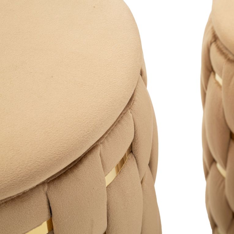 Pouf Contenitore Rosa oro set da 2 Forma Rotondo 37x37x42h cm, Colore Struttura oro - Kasane