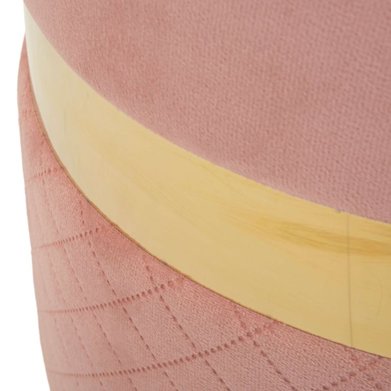 Pouf Contenitore Rosa oro set da 2 Forma Rotondo 37x37x42h cm, Colore Struttura oro - Maun