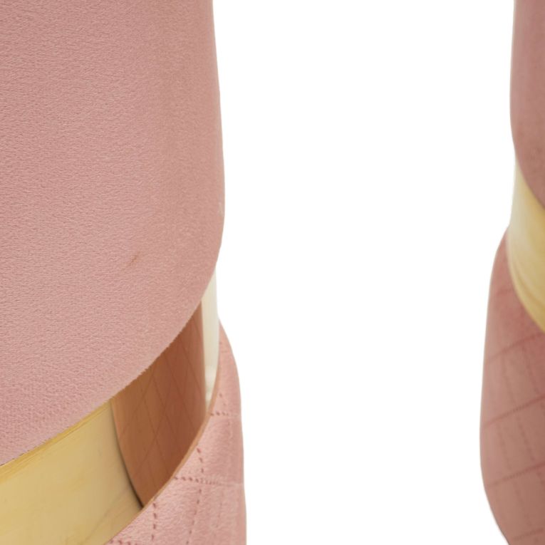Pouf Contenitore Rosa oro set da 2 Forma Rotondo 37x37x42h cm, Colore Struttura oro - Maun