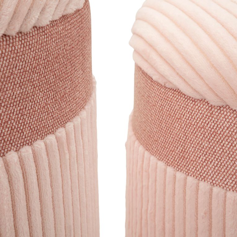 Pouf Contenitore Rosa set da 3 Forma Rotondo 41x41x50h cm, Materiale Struttura in Legno Nobilitato - Ghanzi