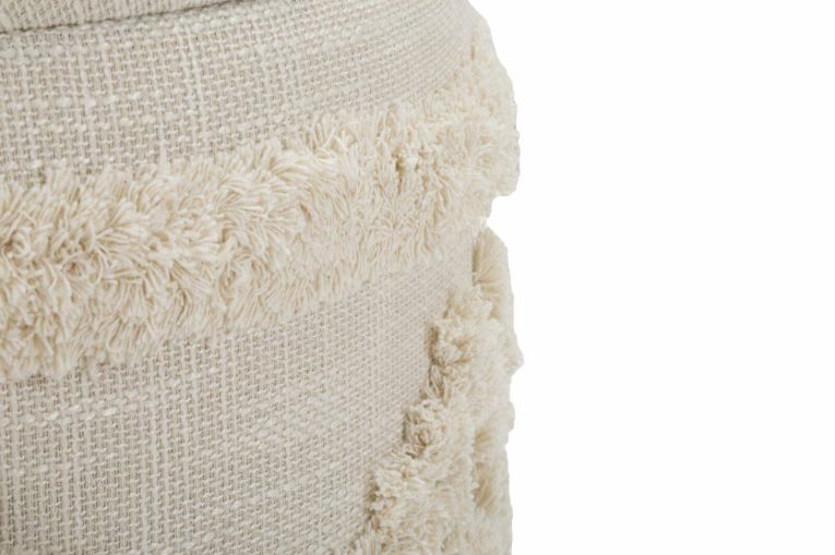 Pouf contenitore rotondo in tessuto 35x35x40h cm bianco - Jarrar