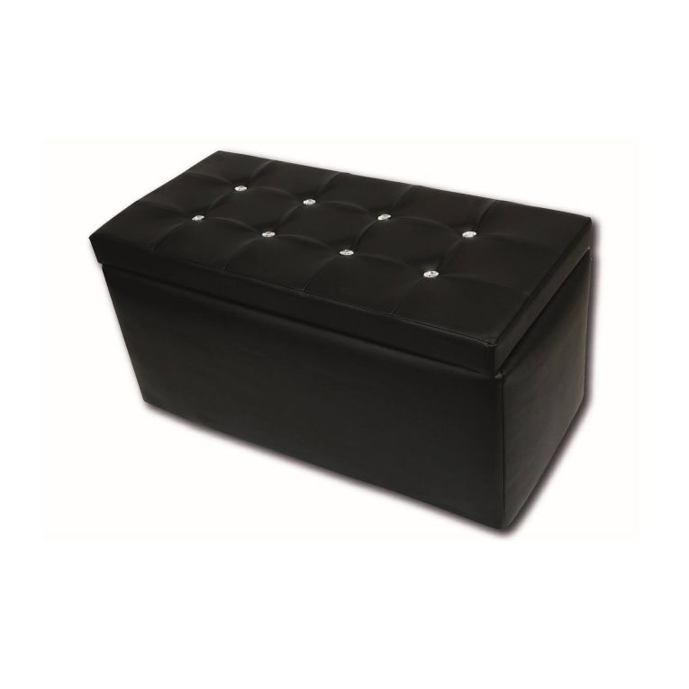 Pouf contenitore salvaspazio in ecopelle 90x45x45h cm nero - Felicita