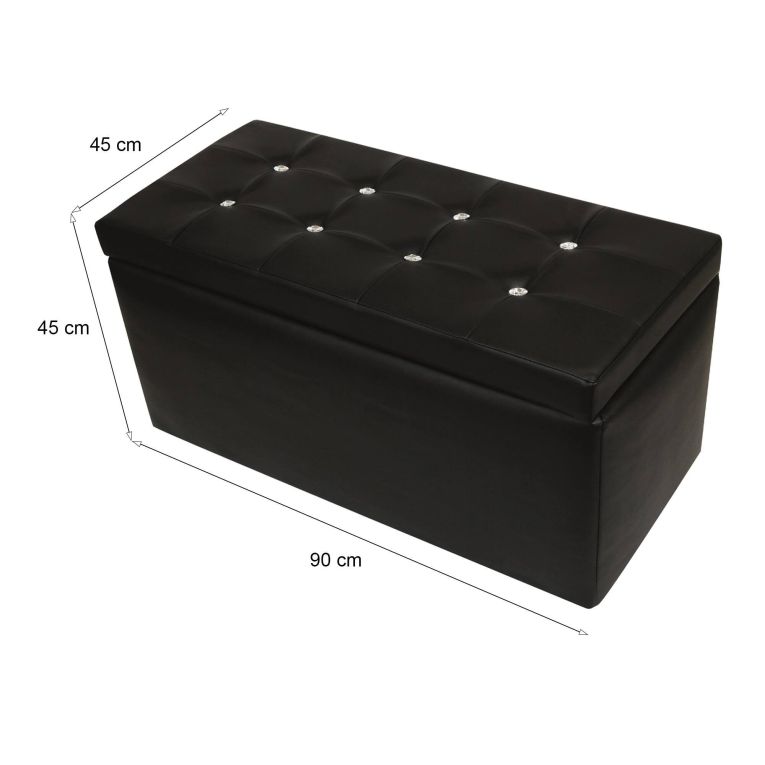 Pouf contenitore salvaspazio in ecopelle 90x45x45h cm nero - Felicita