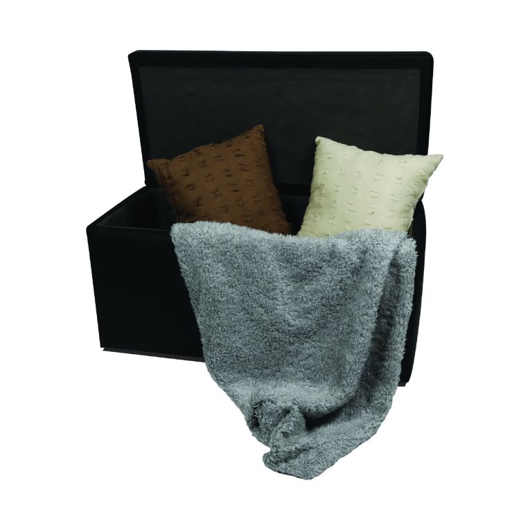 Pouf contenitore salvaspazio in ecopelle 90x45x45h cm nero - Felicita