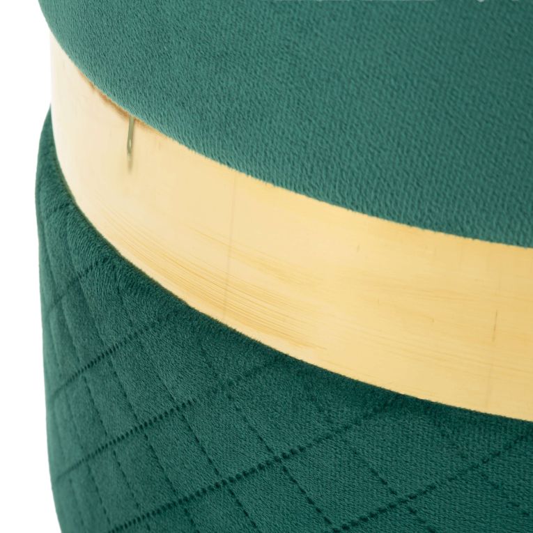 Pouf Contenitore Verde oro set da 2 Forma Rotondo 37x37x42h cm, Colore Struttura oro - Maun