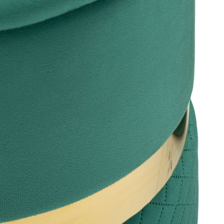 Pouf Contenitore Verde oro set da 2 Forma Rotondo 37x37x42h cm, Colore Struttura oro - Maun