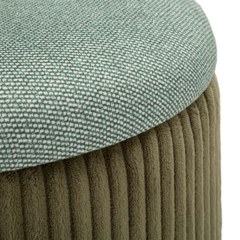 Pouf Contenitore Verde set da 2 Forma Rotondo 38x38x38h cm, Materiale Struttura in Tessuto - Fianar