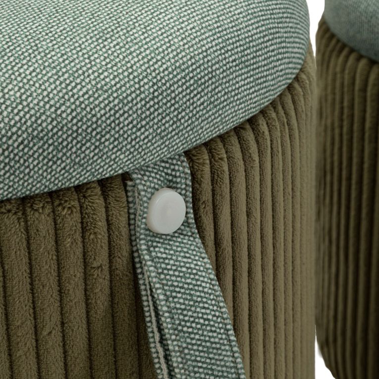 Pouf Contenitore Verde set da 2 Forma Rotondo 38x38x38h cm, Materiale Struttura in Tessuto - Fianar