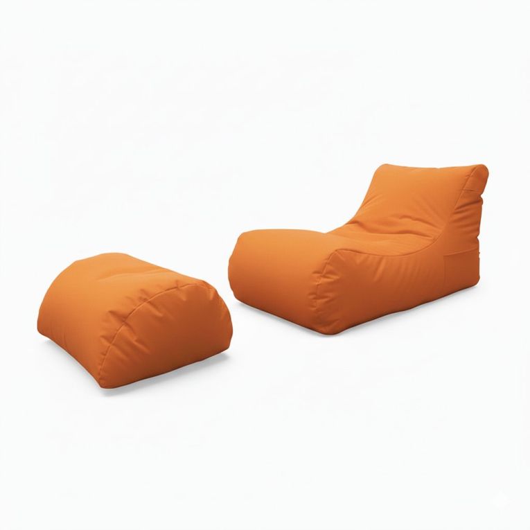 Pouf Crinum, Poltrona multiuso, Poltroncina sacco, Pouf poggiapiedi, Made in Italy, 120x80 h60 cm, Arancione